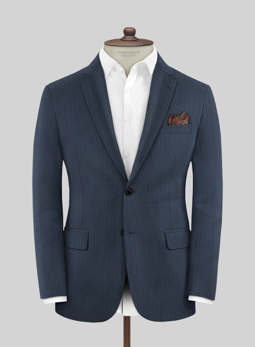 Scabal Nim Herringbone Blue Wool Suit - Image 3