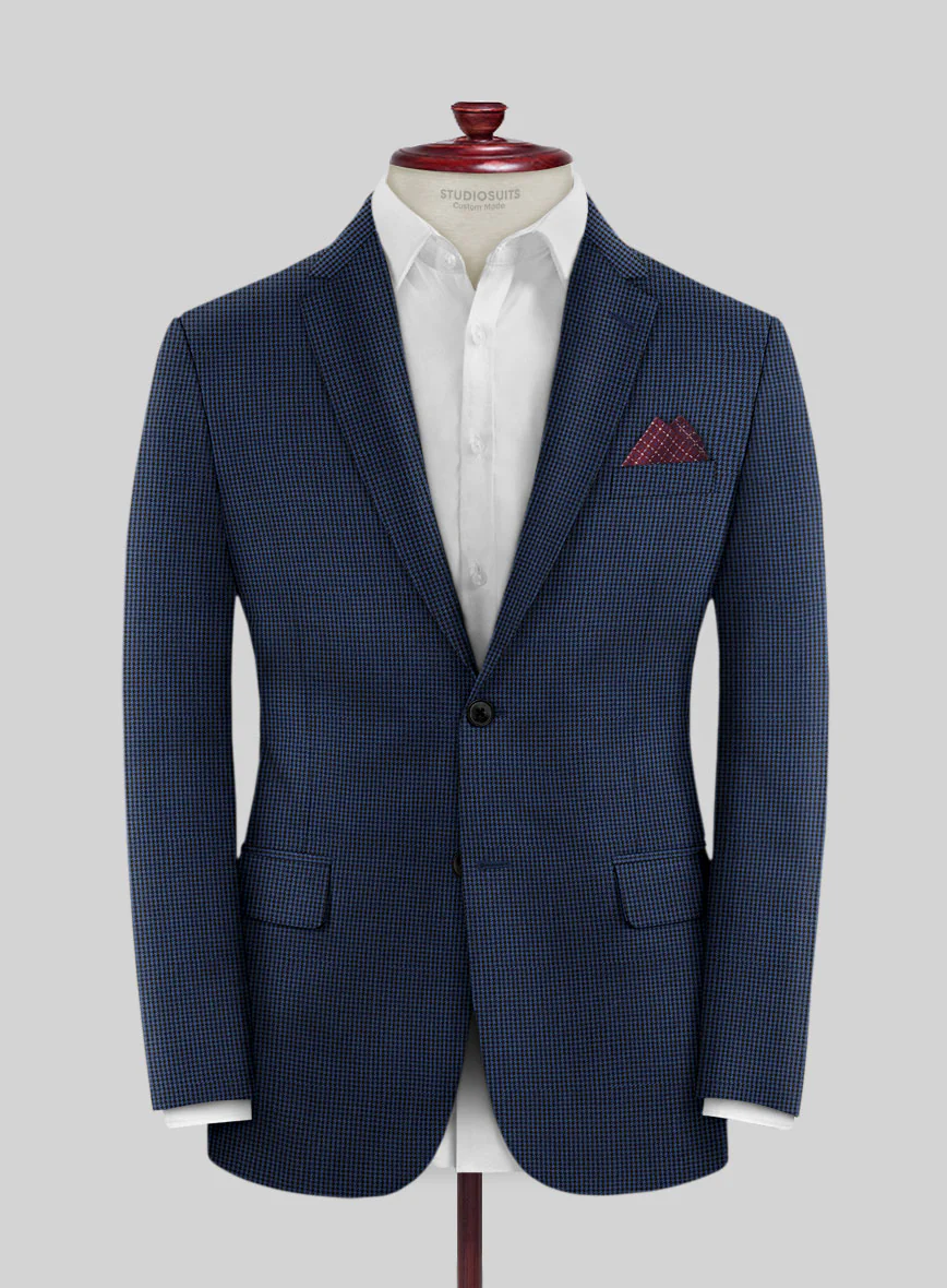 Scabal Omiero Houndstooth Blue Wool Suit - Image 3