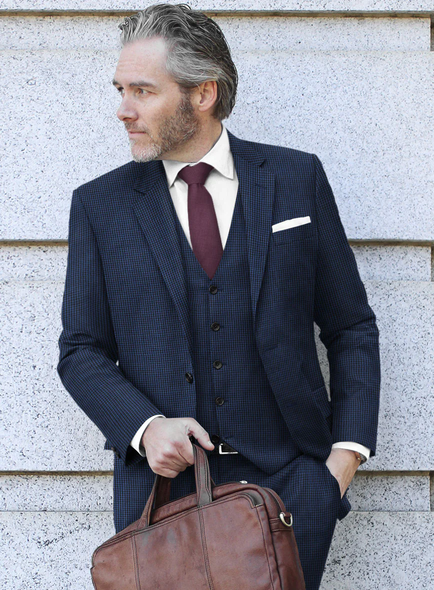 Scabal Omiero Houndstooth Blue Wool Suit - Image 4