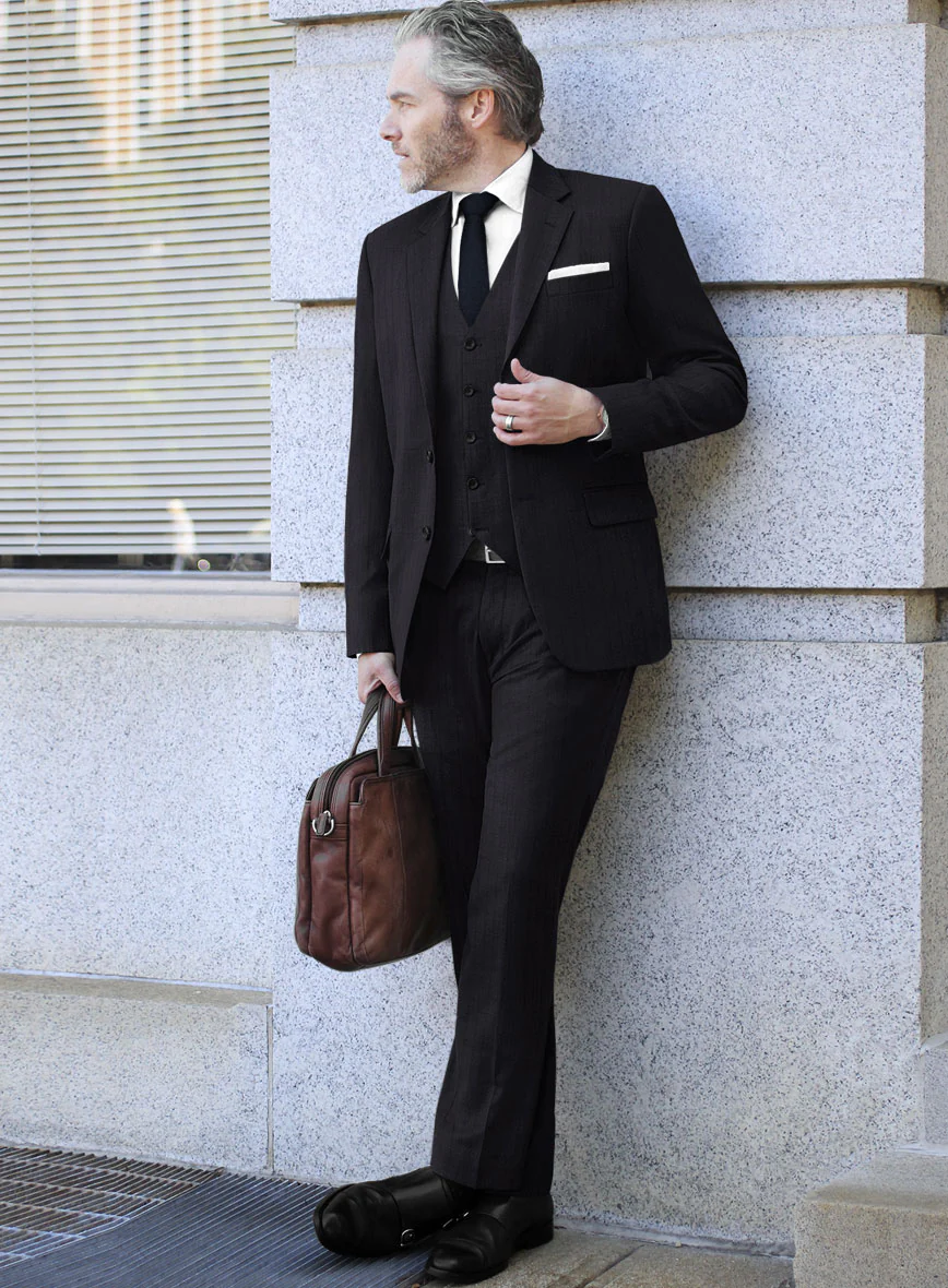 Scabal Pegico Stripe Blue Wool Suit - Image 2