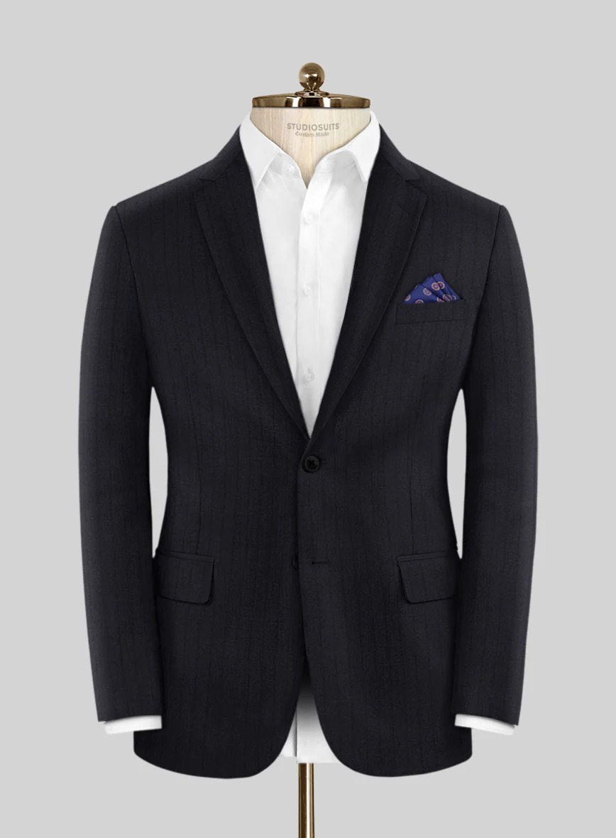 Scabal Pegico Stripe Blue Wool Suit - Image 3