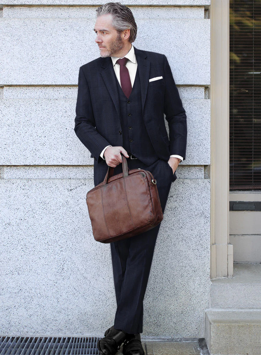 Scabal Poz Checks Blue Wool Suit - Image 2