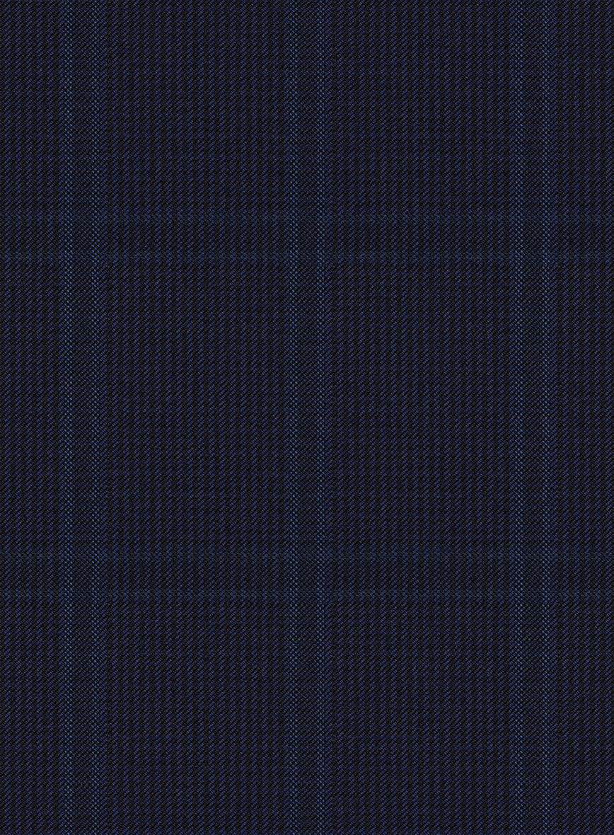 Scabal Poz Checks Blue Wool Suit - Image 7