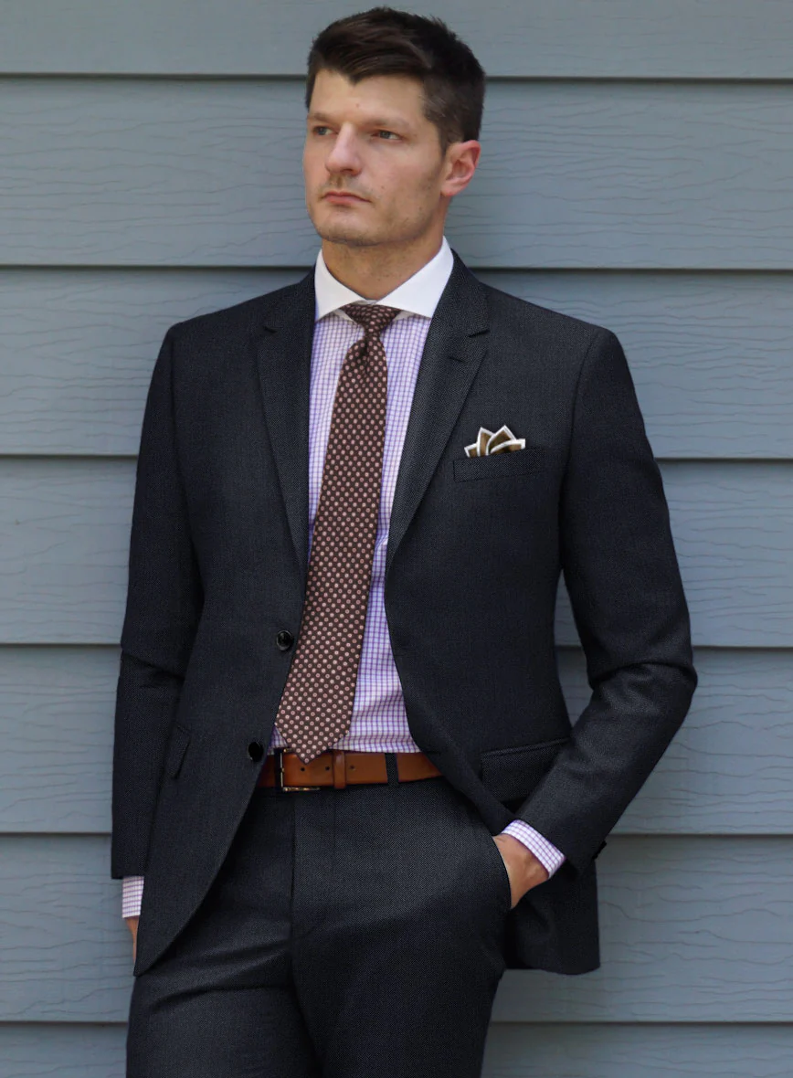 Scabal Qoiel Herringbone Blue Wool Suit - Image 4