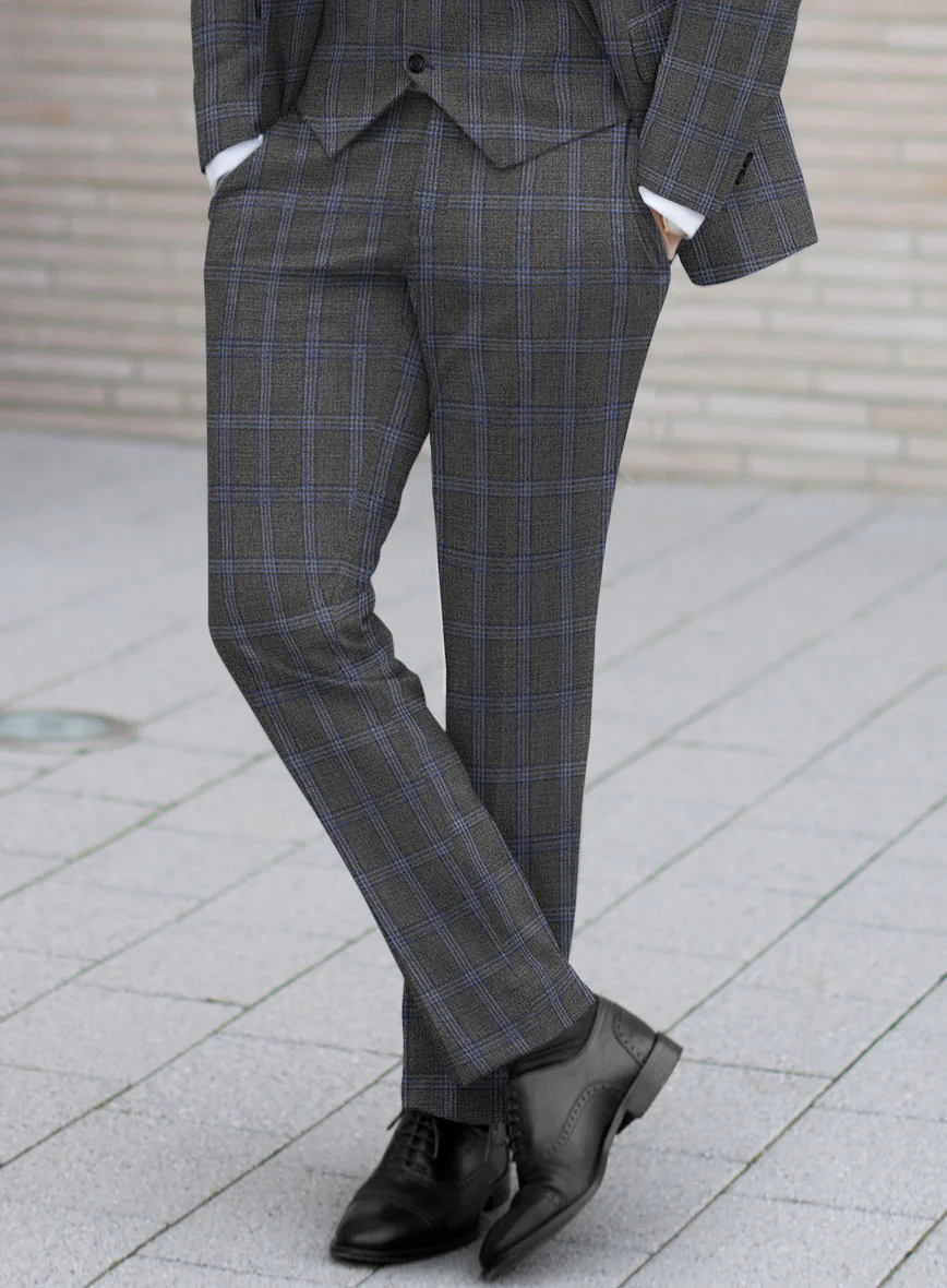 Scabal Quart Checks Gray Wool Pants - Image 2