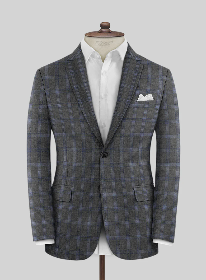 Scabal Quart Checks Gray Wool Suit - Image 3
