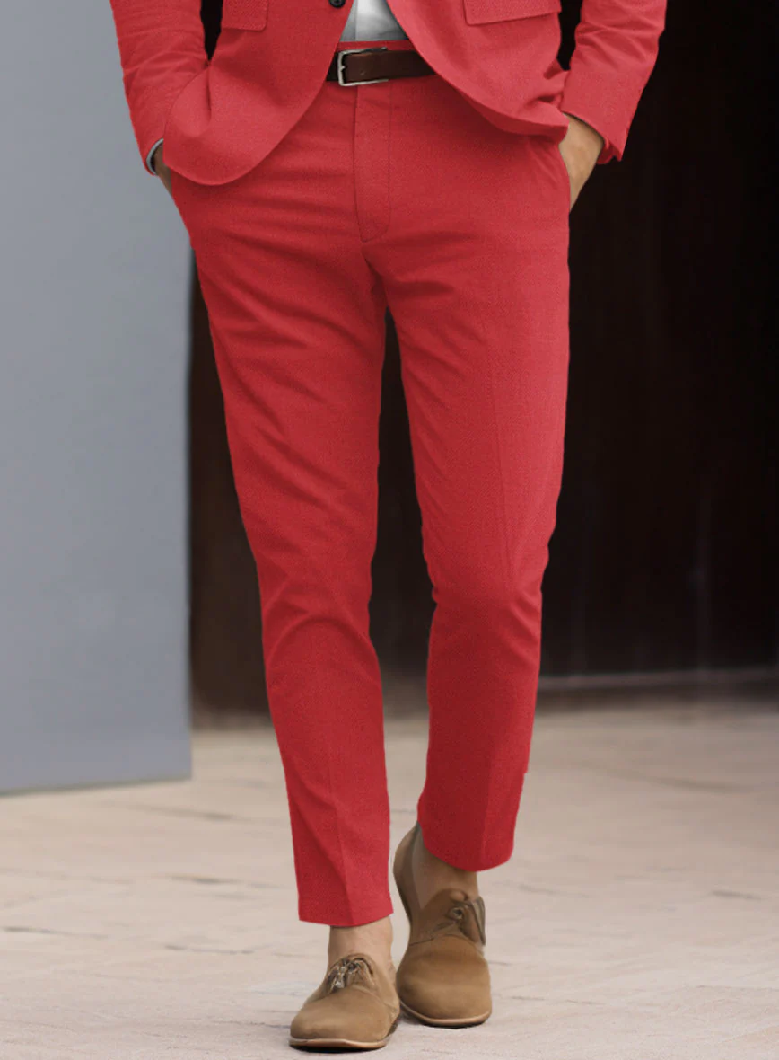 Scabal Red Cotton Stretch Suit - Image 5