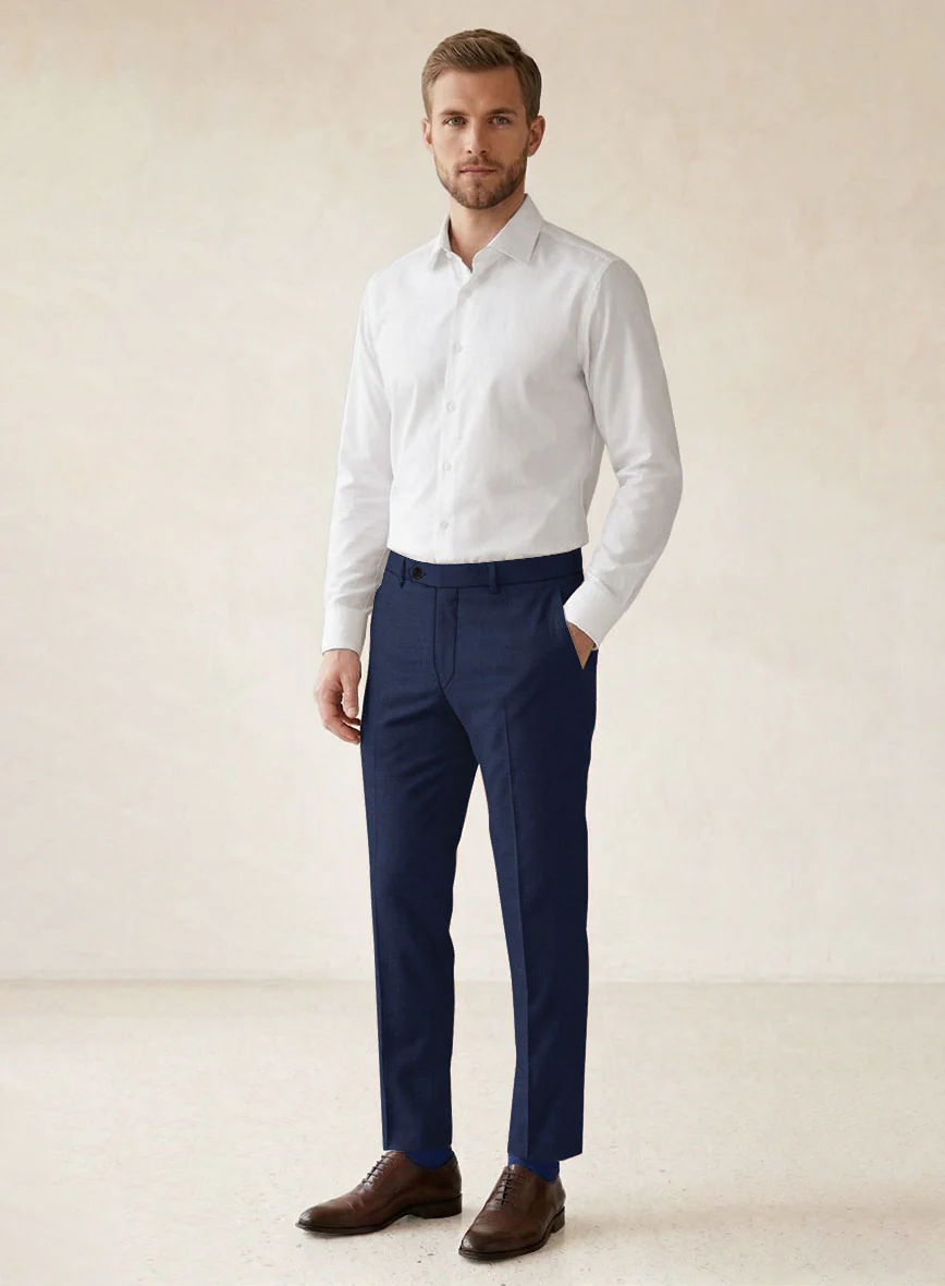 Scabal Regal Blue Wool Pants - Image 2