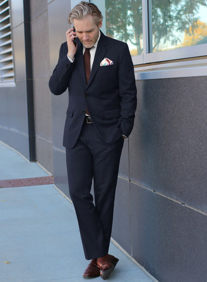 Scabal Rejo Stripe Blue Wool Suit - Image 2