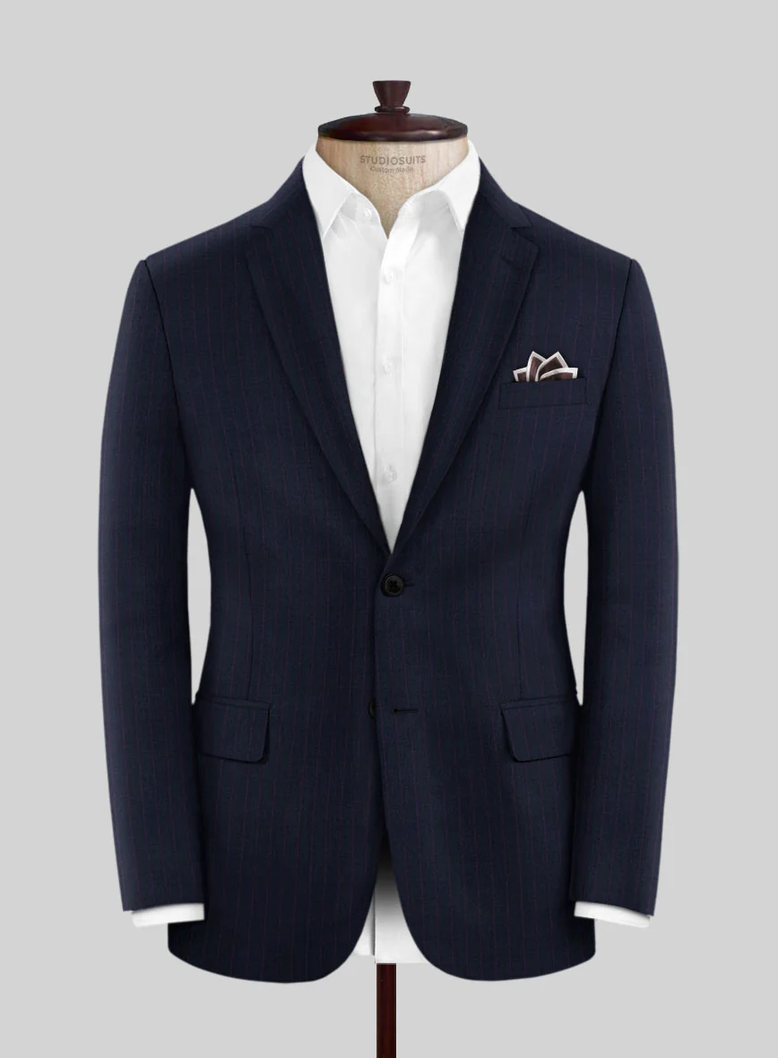 Scabal Rejo Stripe Blue Wool Suit - Image 3