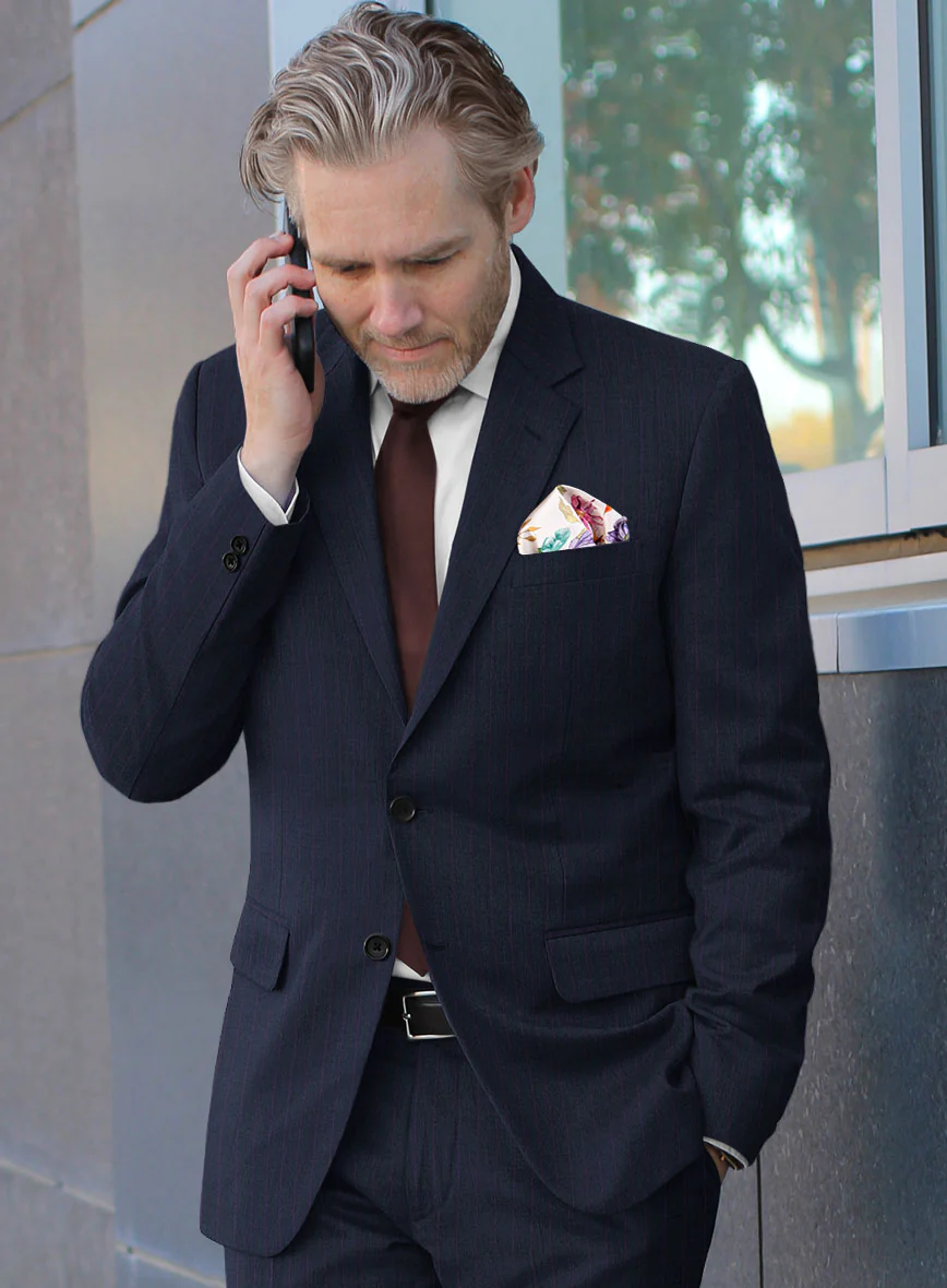 Scabal Rejo Stripe Blue Wool Suit - Image 4