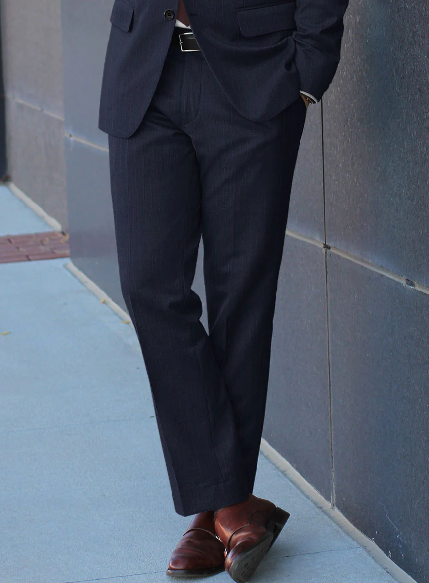 Scabal Rejo Stripe Blue Wool Suit - Image 5
