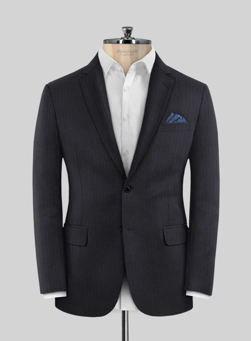 Scabal Rioli Stripe Blue Wool Suit - Image 3