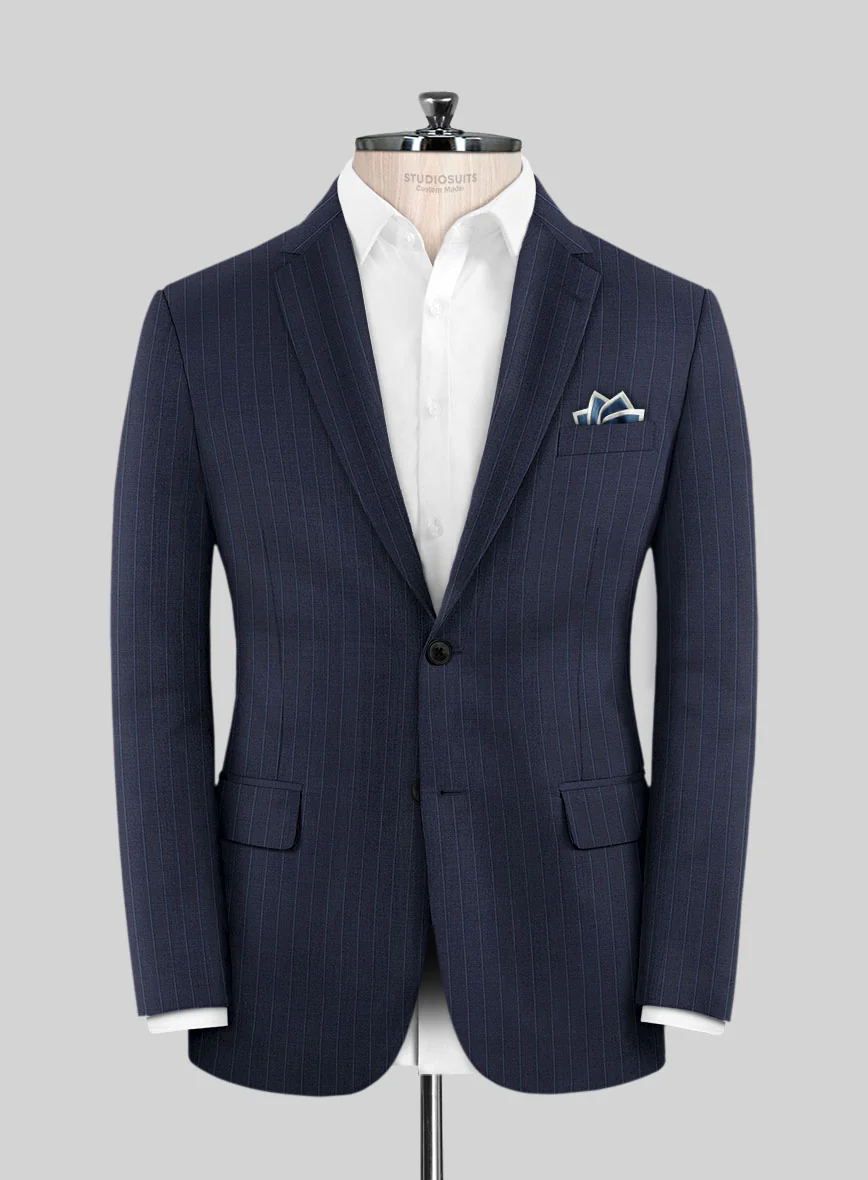 Scabal Rolan Stripe Blue Wool Suit - Image 3