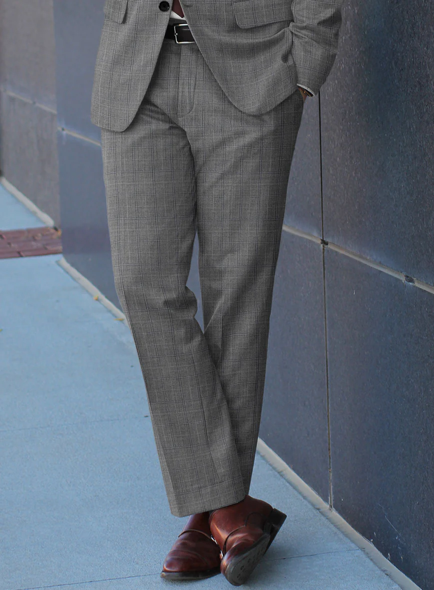 Scabal Sabo Checks Gray Wool Pants - Image 2