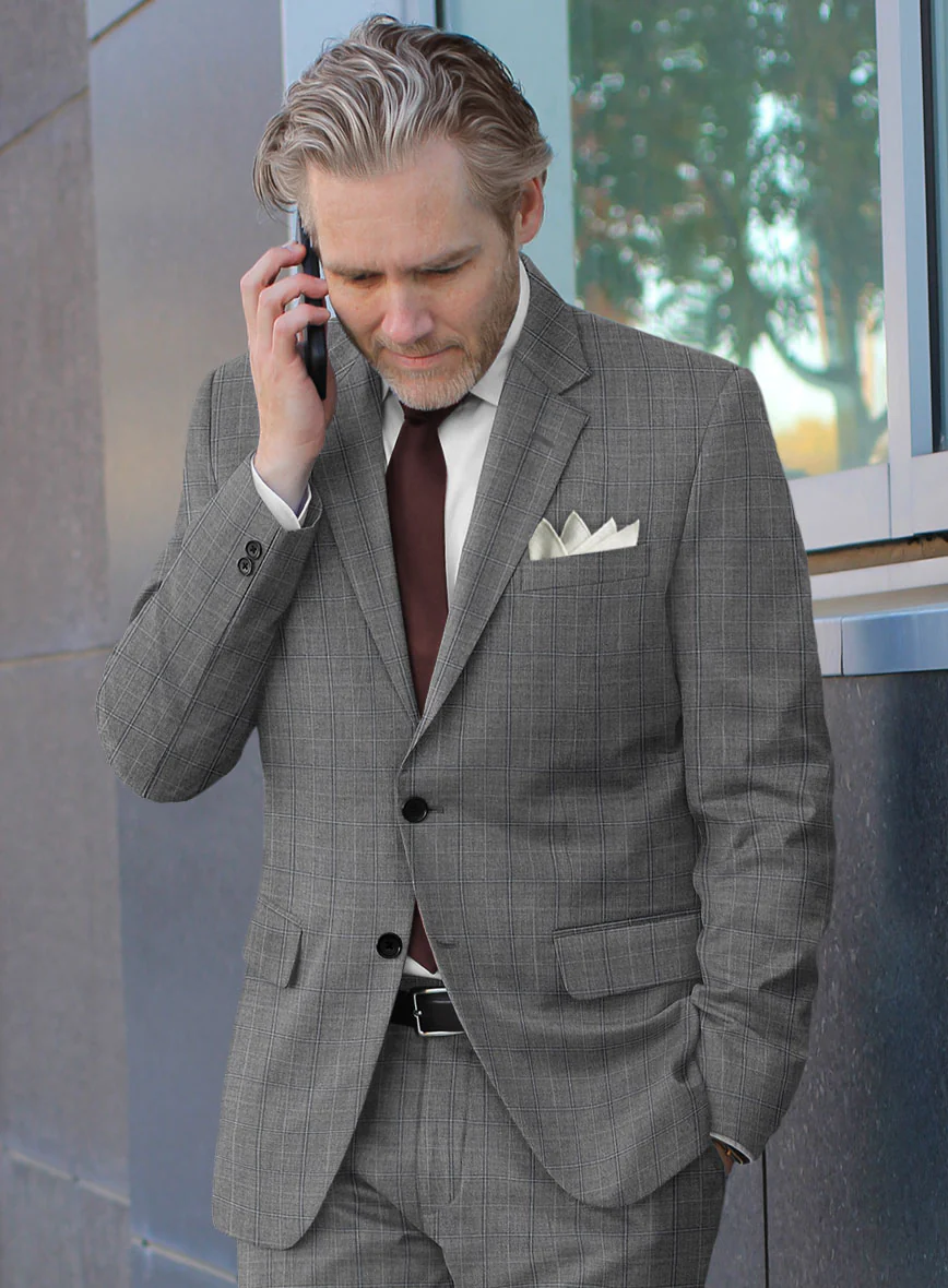 Scabal Sabo Checks Gray Wool Suit - Image 4