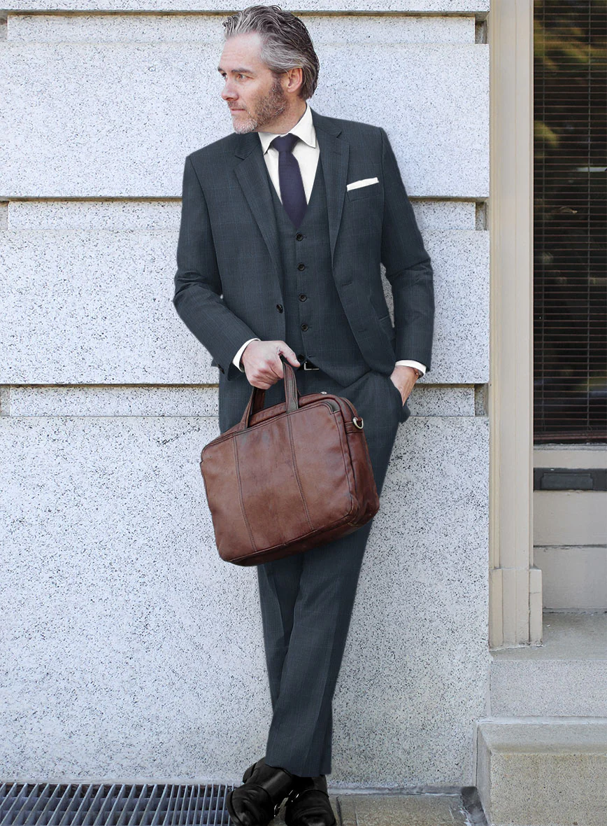 Scabal Sanco Checks Blue Wool Suit - Image 2