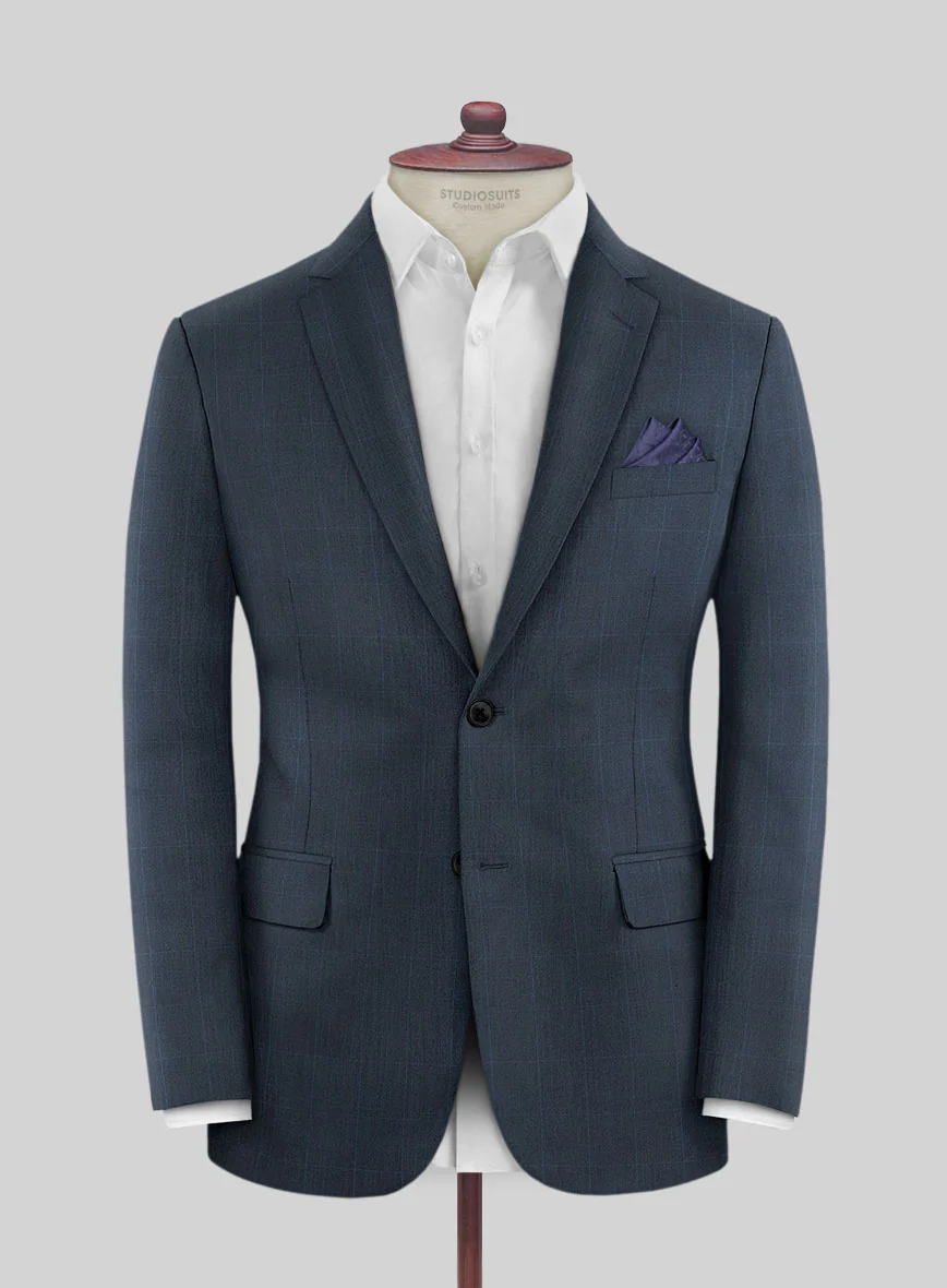 Scabal Sanco Checks Blue Wool Suit - Image 3