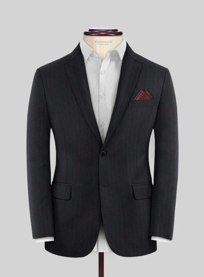 Scabal Sapphire Beaded Stripe Charcoal Wool Suit - Image 3