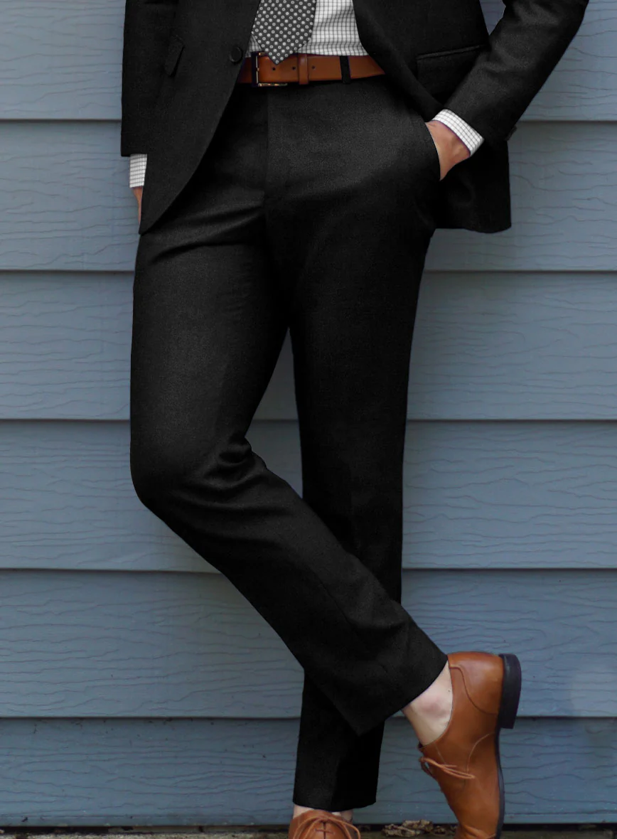 Scabal Sapphire Black Wool Pants - Image 2