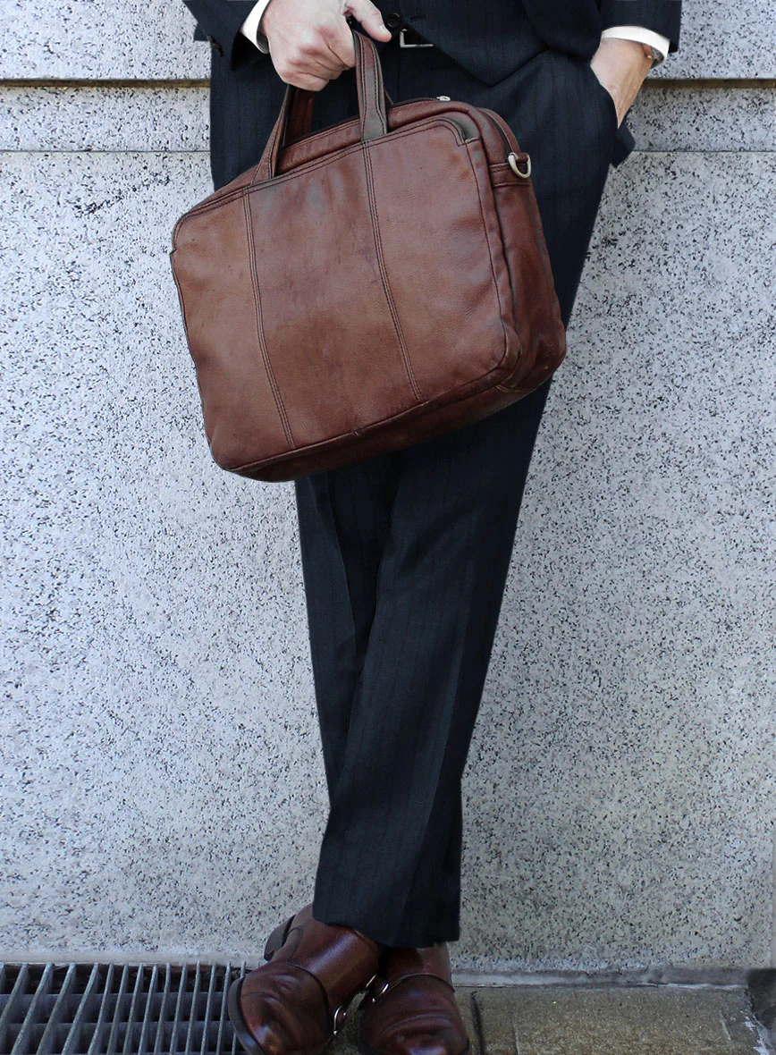 Scabal Sapphire Chalkstripe Blue Wool Pants - Image 2