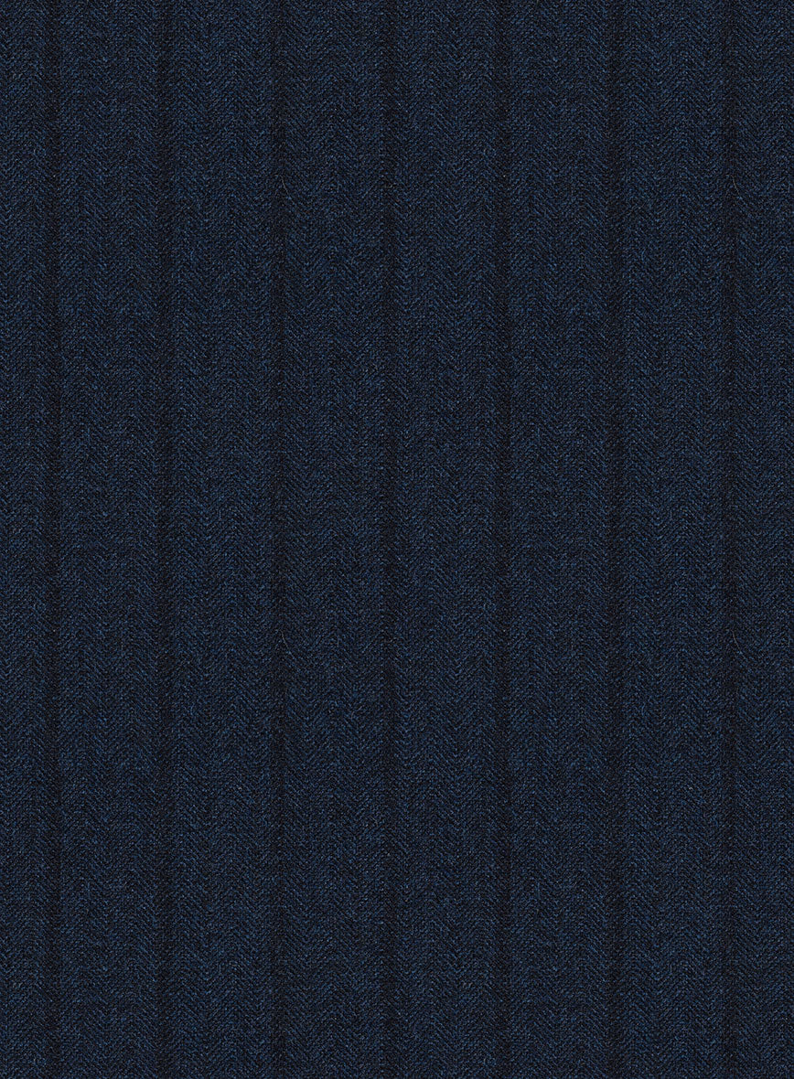 Scabal Sapphire Chalkstripe Blue Wool Pants - Image 3