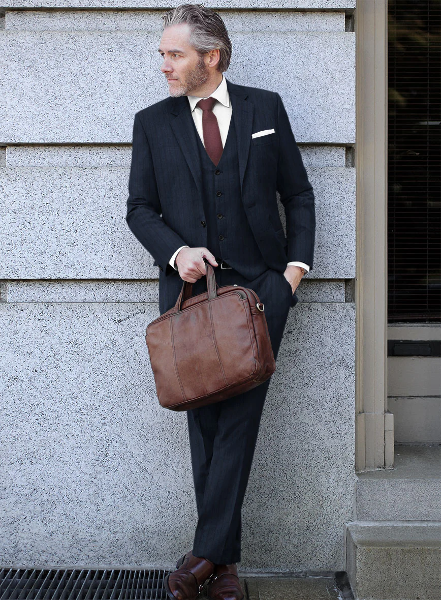 Scabal Sapphire Chalkstripe Blue Wool Suit - Image 2