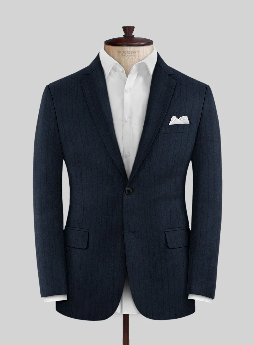 Scabal Sapphire Chalkstripe Blue Wool Suit - Image 3