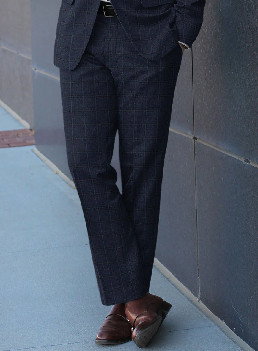 Scabal Sapphire Glen Blue Wool Pants - Image 2