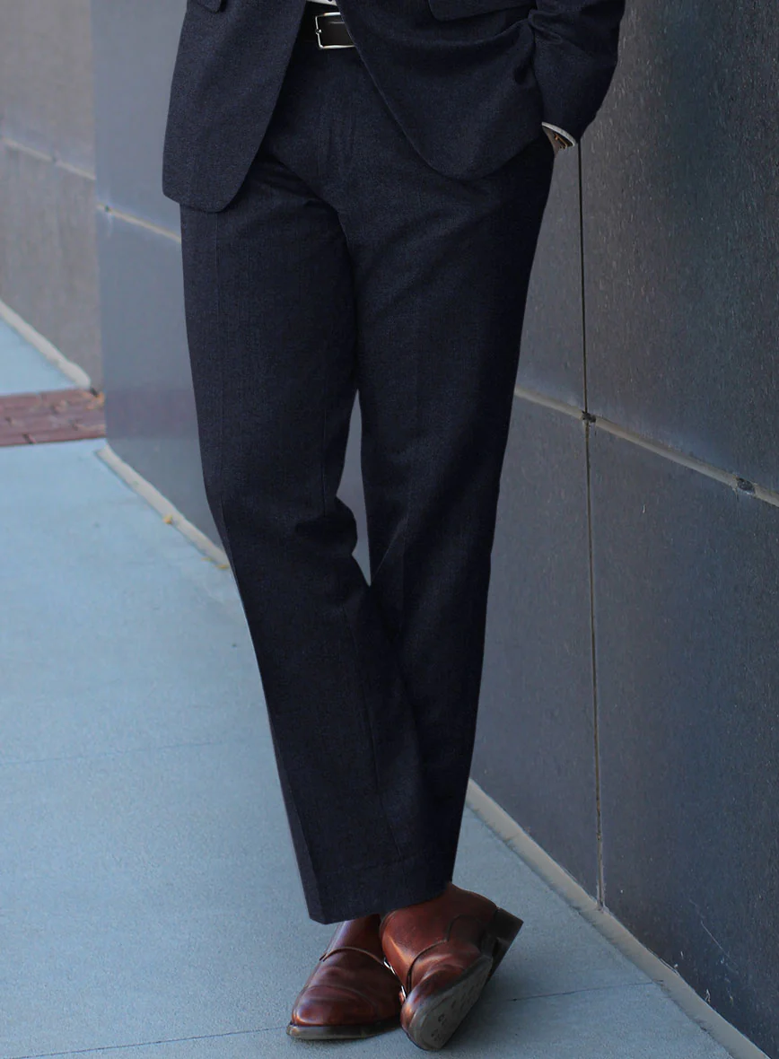 Scabal Sapphire Herringbone Blue Wool Pants - Image 2