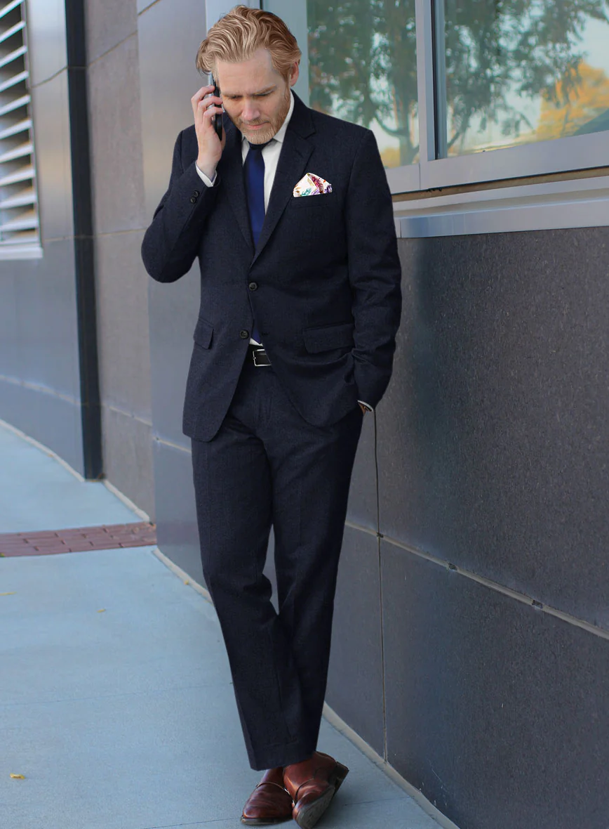 Scabal Sapphire Herringbone Blue Wool Suit - Image 2
