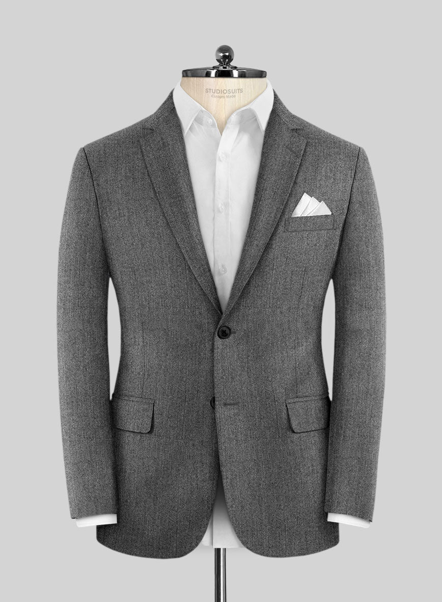 Scabal Sapphire Herringbone Gray Wool Suit - Image 3