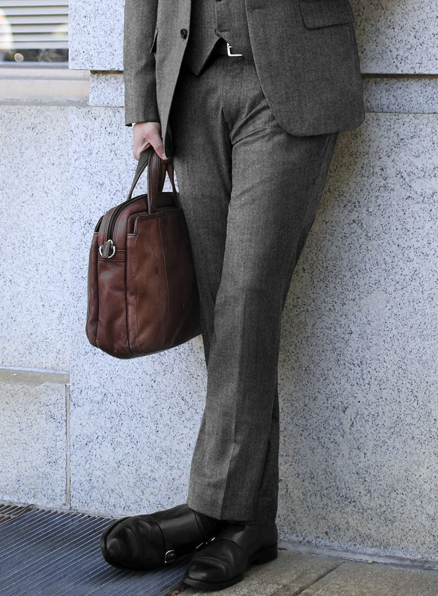 Scabal Sapphire Herringbone Gray Wool Suit - Image 4