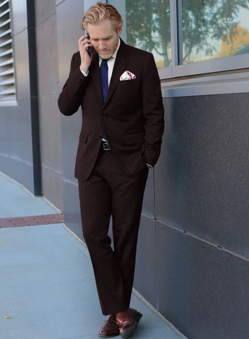 Scabal Sapphire Herringbone Wine Wool Suit - Image 2