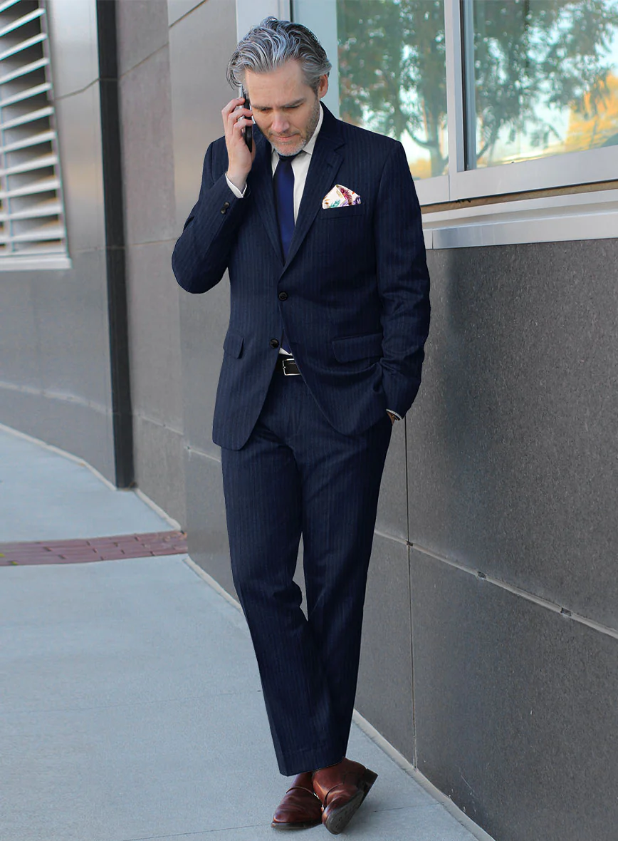 Scabal Sapphire Pinstripe Blue Wool Suit - Image 2