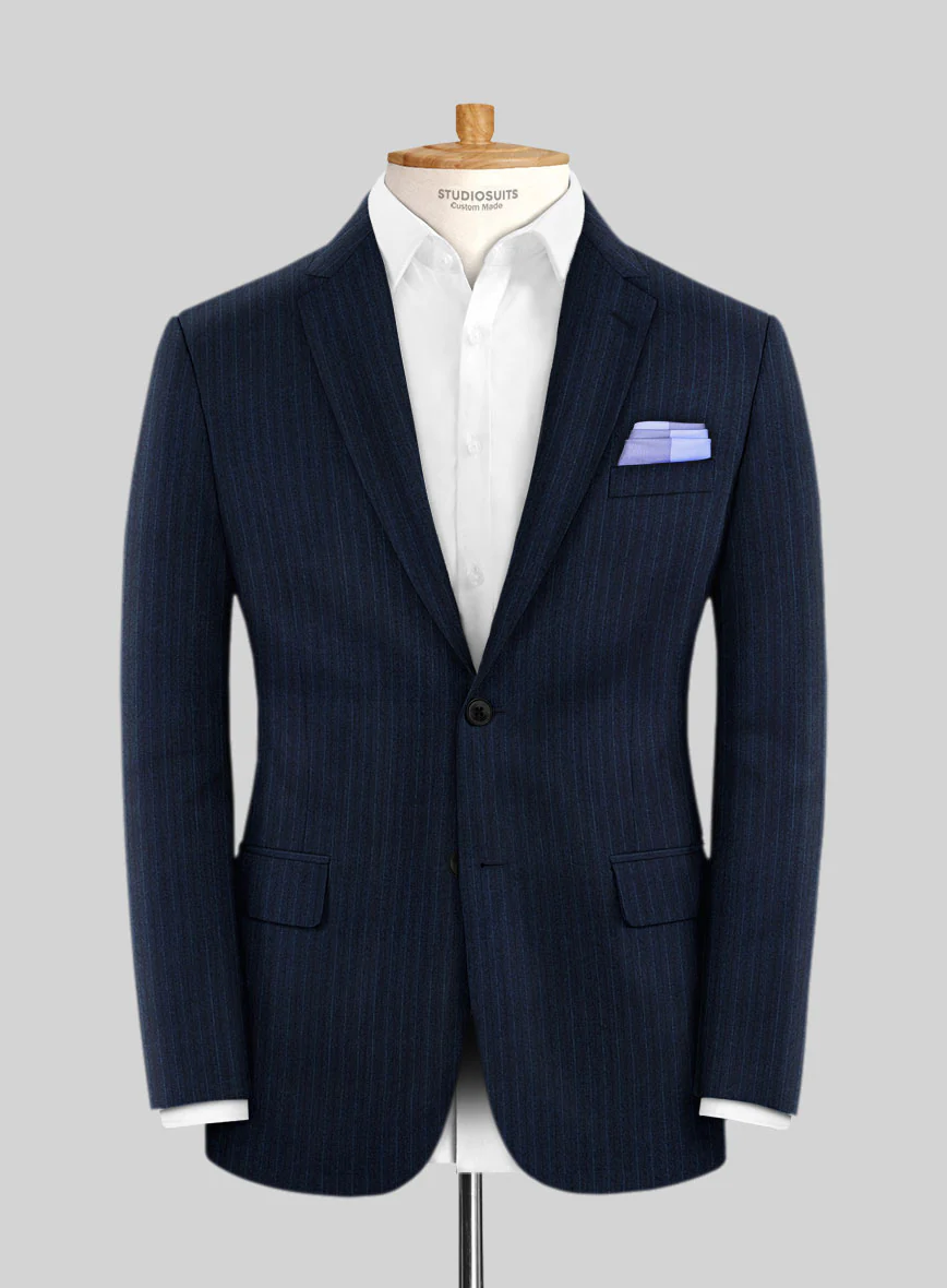 Scabal Sapphire Pinstripe Blue Wool Suit - Image 3