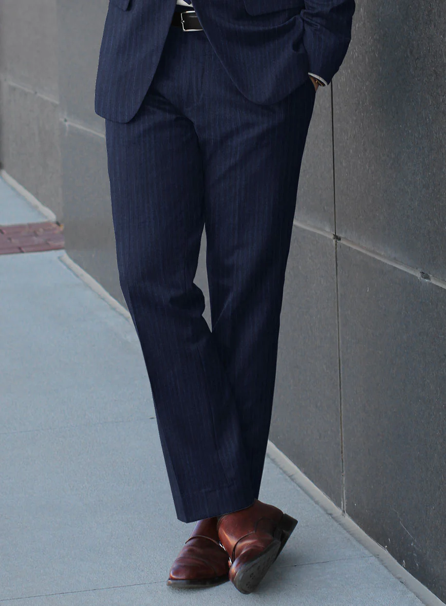 Scabal Sapphire Pinstripe Blue Wool Suit - Image 4