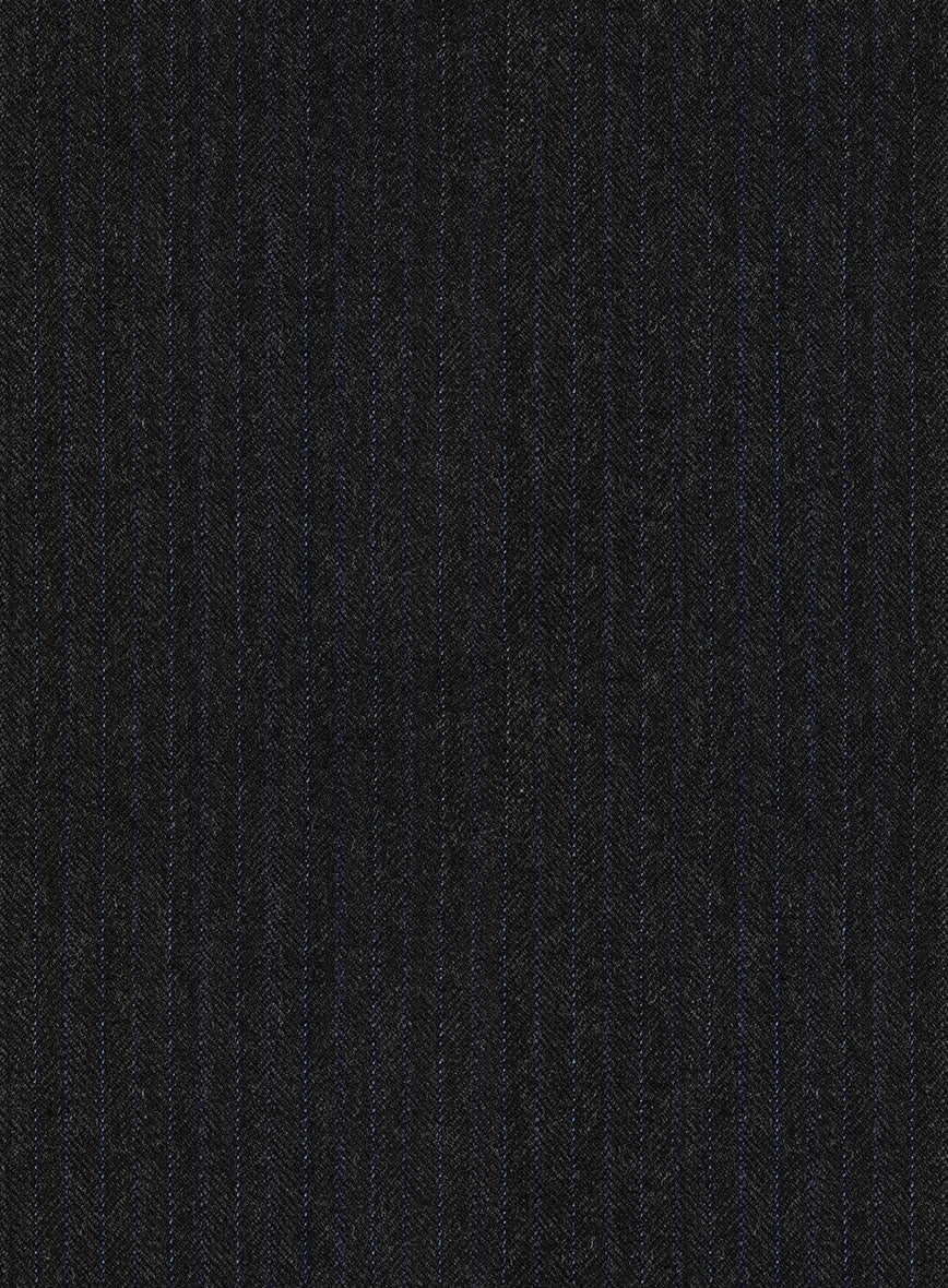 Scabal Sapphire Pinstripe Charcoal Wool Pants - Image 3
