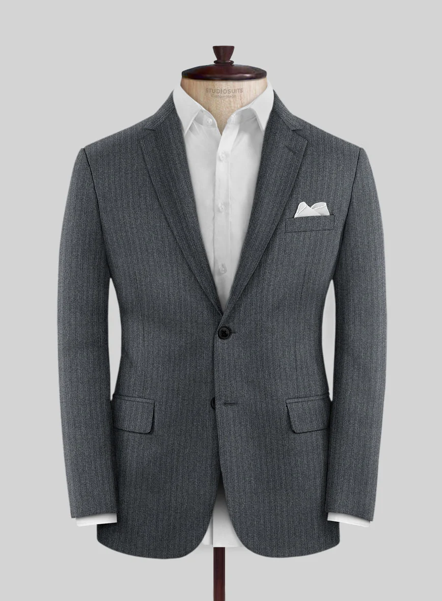Scabal Sapphire Pinstripe Gray Wool Suit - Image 3