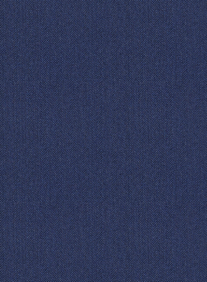 Scabal Siano Herringbone Blue Wool Pants - Image 3