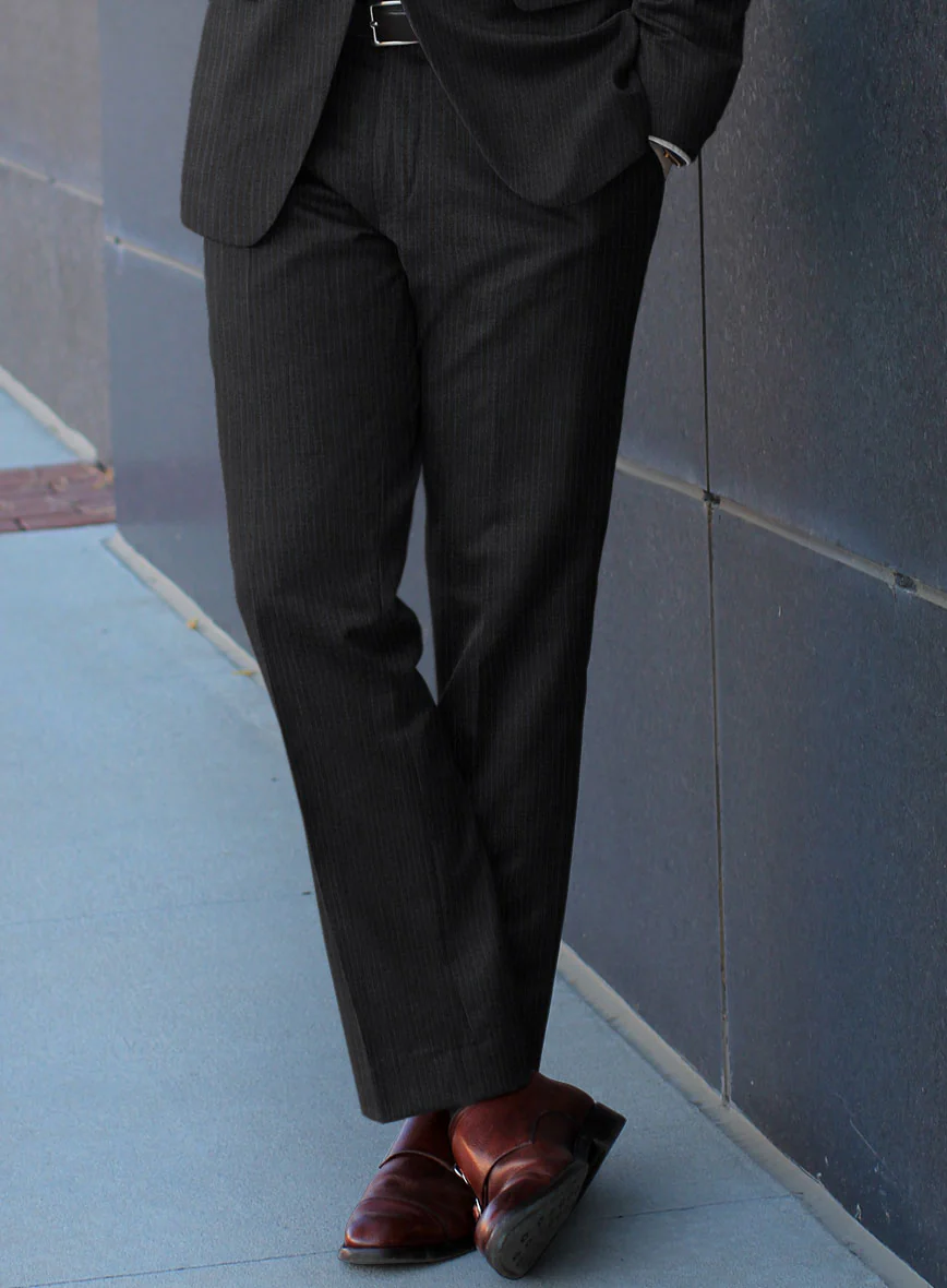 Scabal Sifro Stripe Gray Wool Pants - Image 2