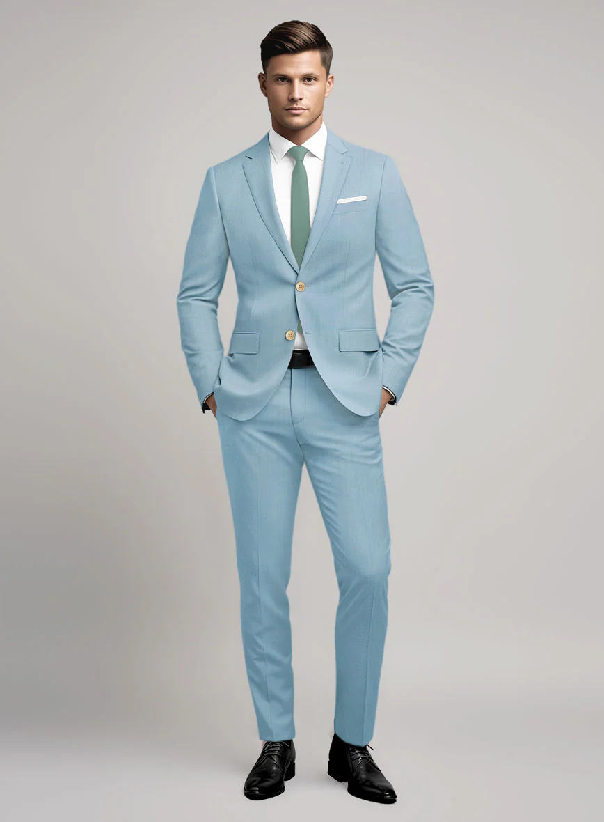 Scabal Sky Blue Wool Suit - Image 2