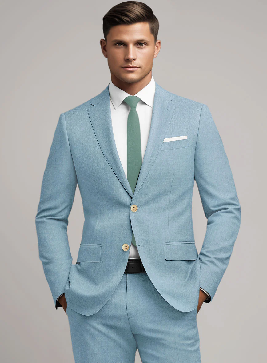 Scabal Sky Blue Wool Suit - Image 4
