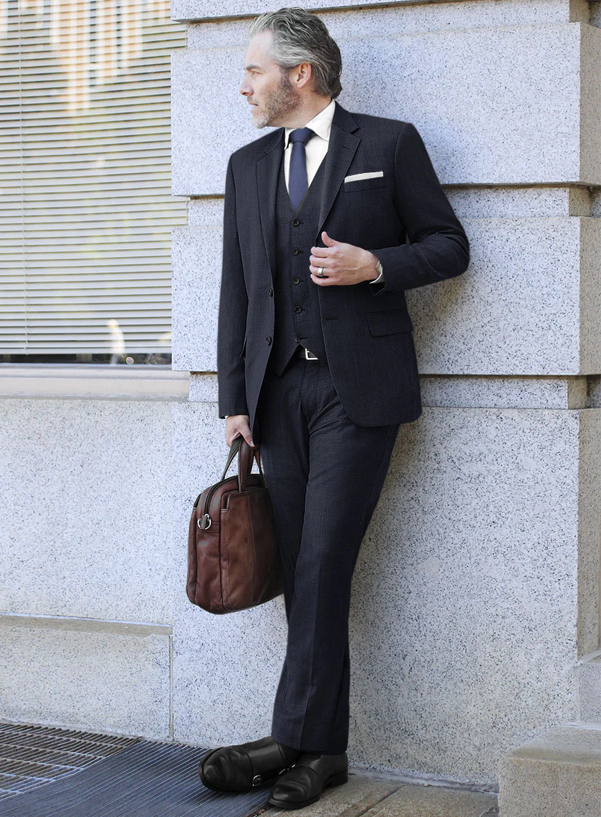 Scabal Somaz Herringbone Blue Wool Suit - Image 2