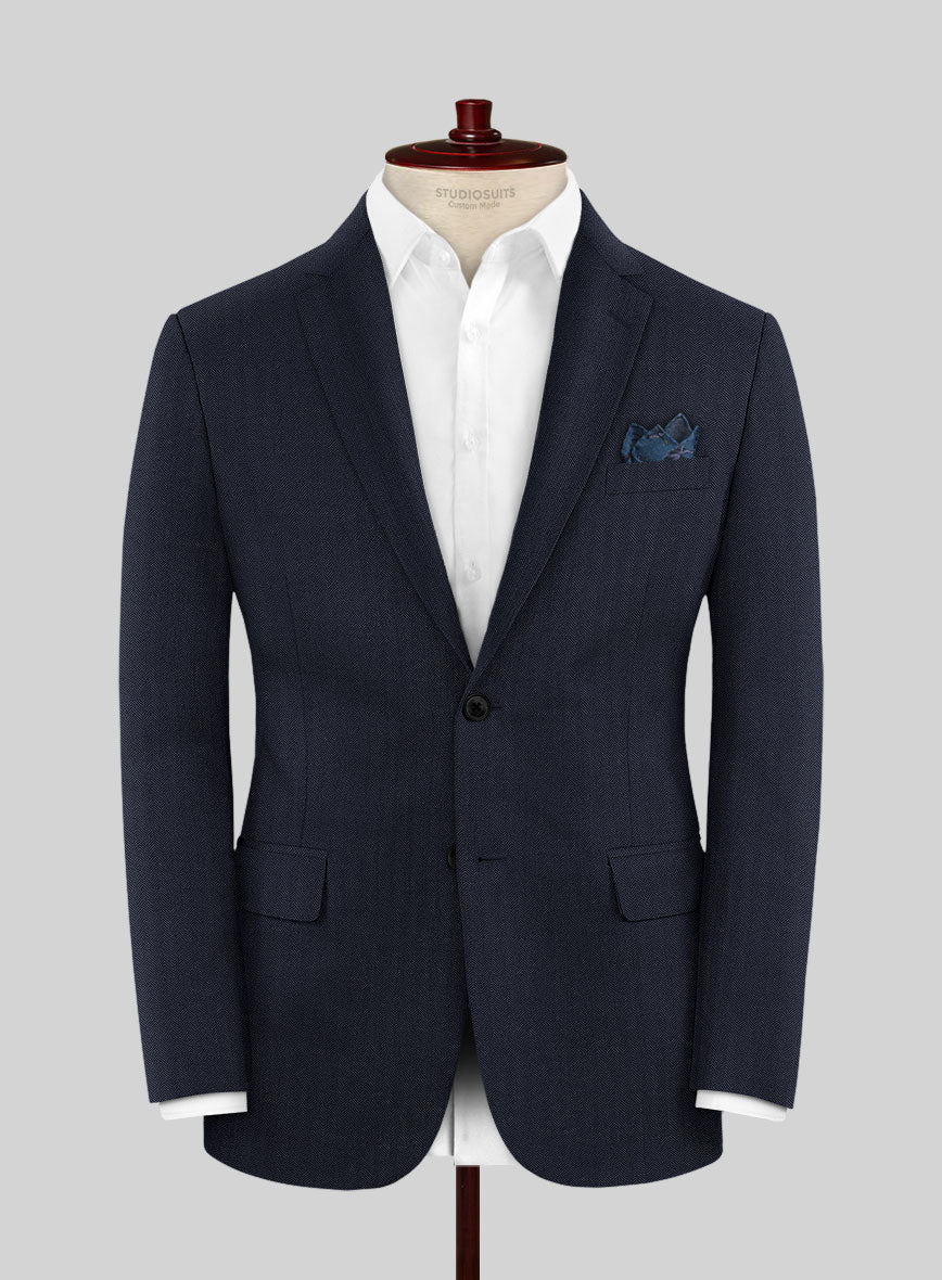 Scabal Somaz Herringbone Blue Wool Suit - Image 3