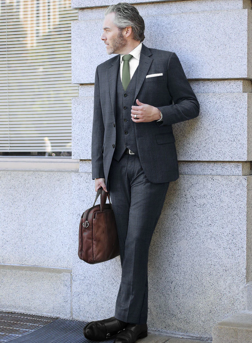 Scabal Tornado Checks Blue Wool Suit - Image 2