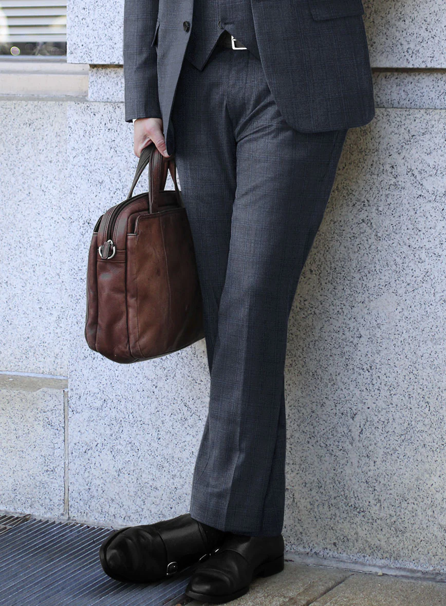 Scabal Tornado Checks Blue Wool Suit - Image 4
