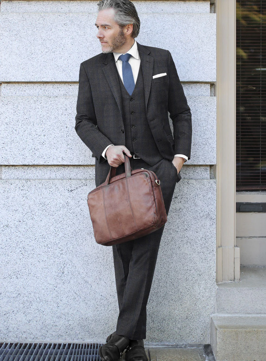 Scabal Tornado Checks Dark Gray Wool Suit - Image 2