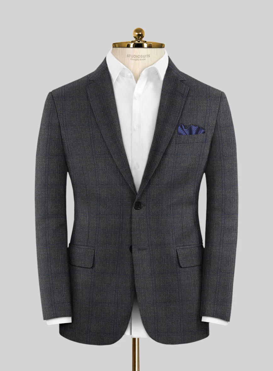 Scabal Tornado Checks Dark Gray Wool Suit - Image 3