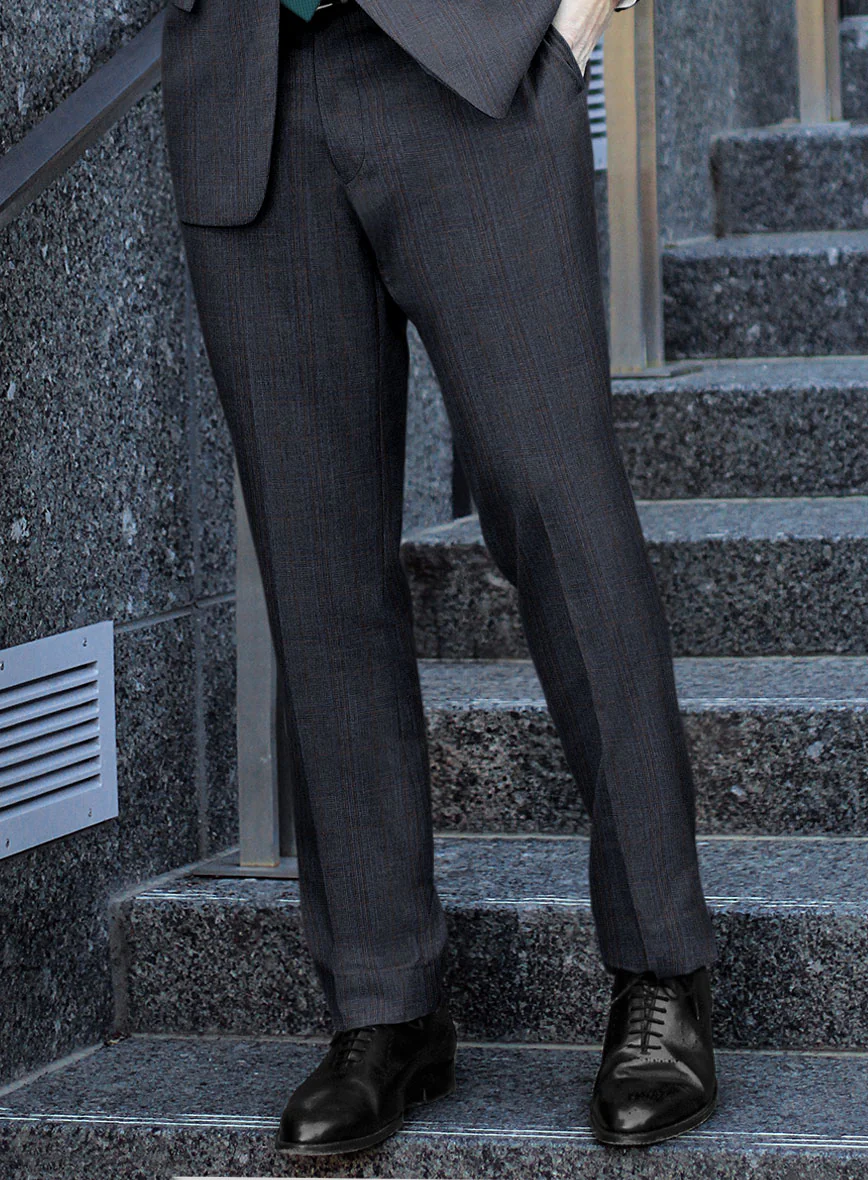 Scabal Tornado Glen Blue Wool Pants - Image 2